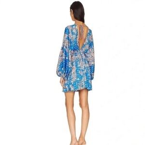 Free People Vibrant Blue Patterned Mini Dress